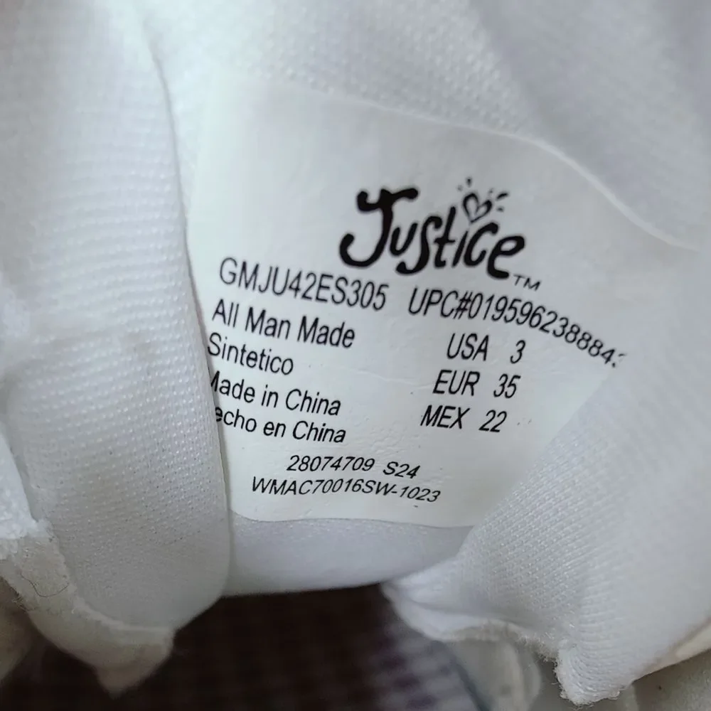 Justice Sport Girls' Beaded Low Court Sneakers, Pearl White, Sz 3